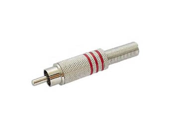 MANNELIJKE RCA PLUG - VERNIKKELD - ROOD afbeelding