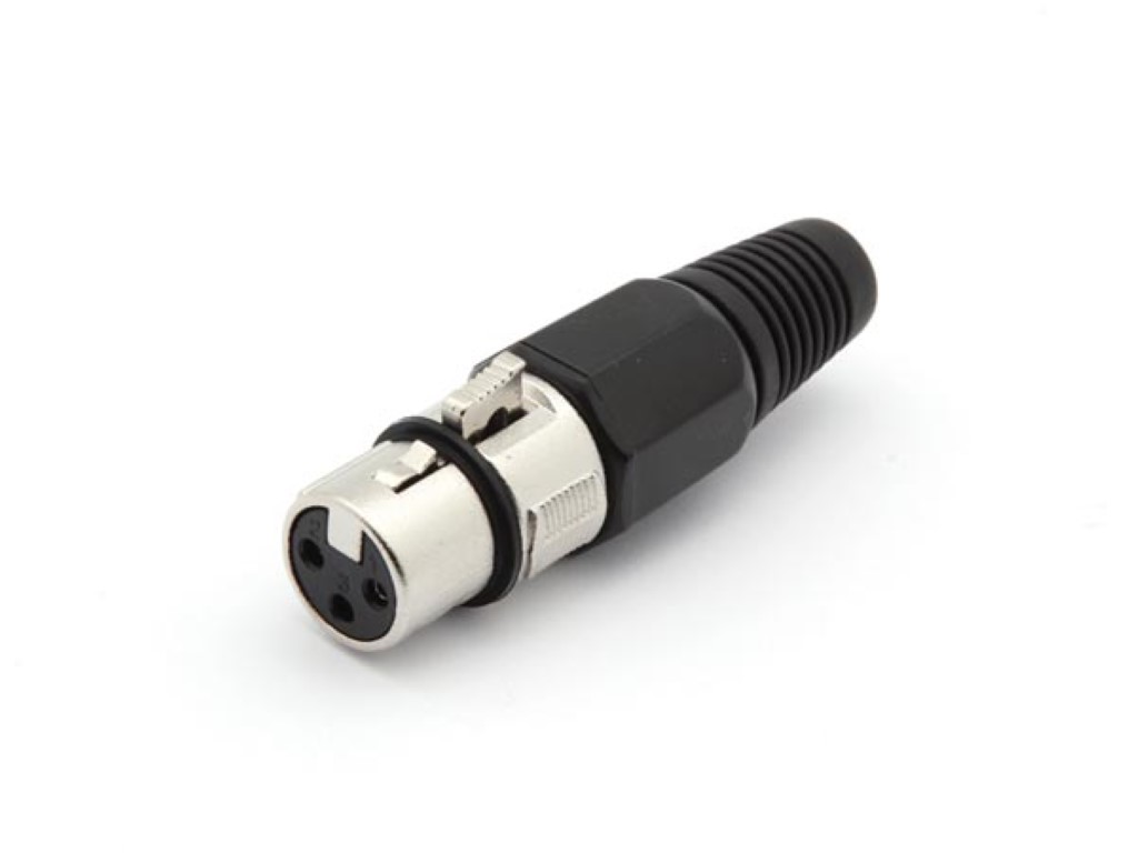 VROUWELIJKE 3P XLR PLUG - VERNIKKELD - ZWART afbeelding