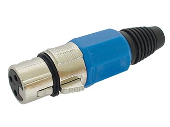 VROUWELIJKE 3P XLR PLUG - VERNIKKELD - BLAUW afbeelding