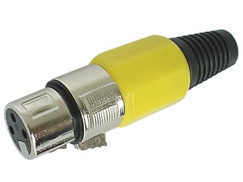 VROUWELIJKE 3P XLR PLUG - VERNIKKELD - GEEL afbeelding