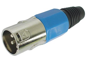MANNELIJKE 3P XLR PLUG - VERNIKKELD - BLAUW afbeelding