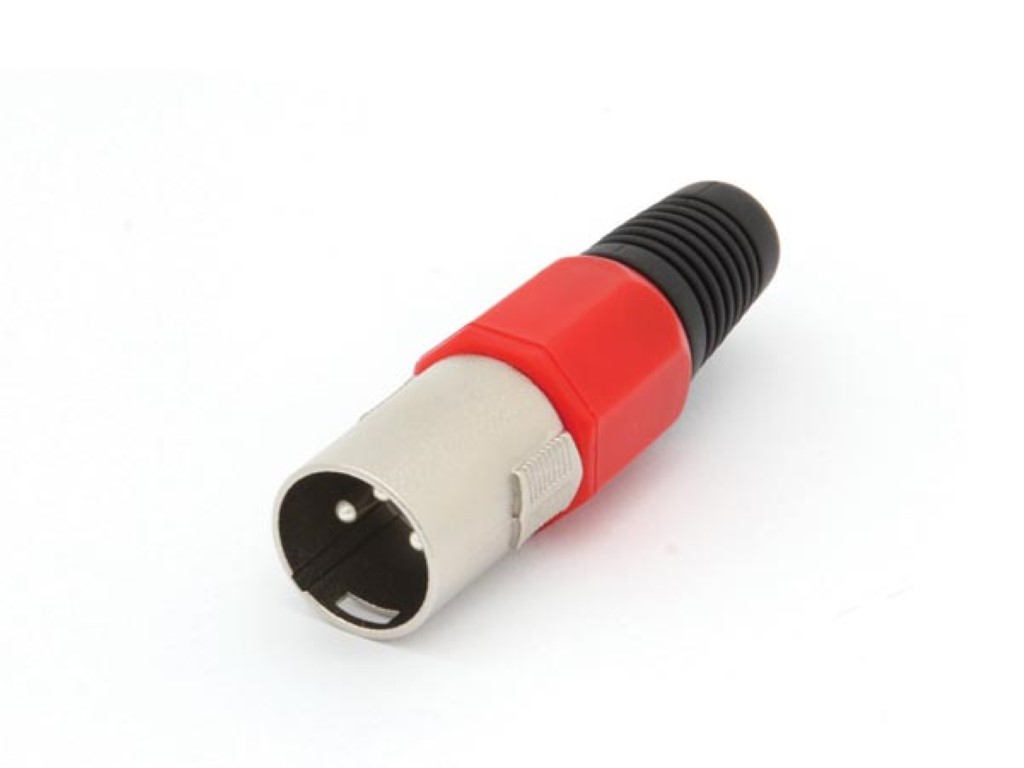 MANNELIJKE 3P XLR PLUG - VERNIKKELD - ROOD afbeelding