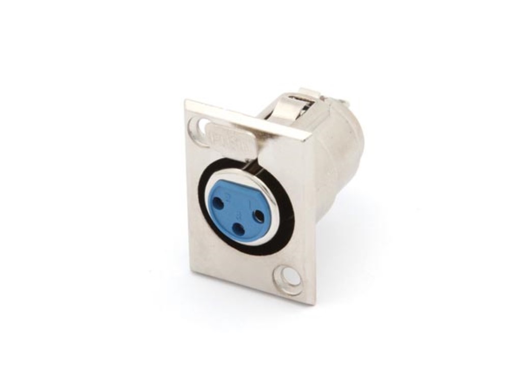 VROUWELIJKE 3P XLR PLUG - VERNIKKELD - CHASSISMONTAGE afbeelding