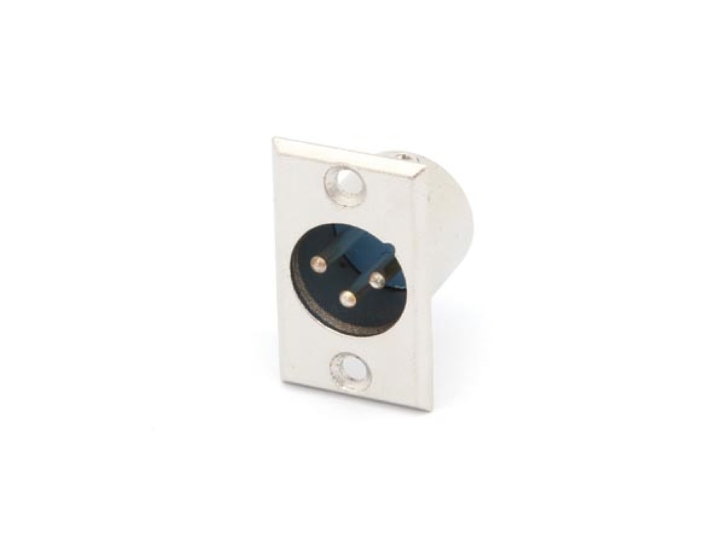 MANNELIJKE 3P XLR PLUG - VERNIKKELD - CHASSISMONTAGE afbeelding