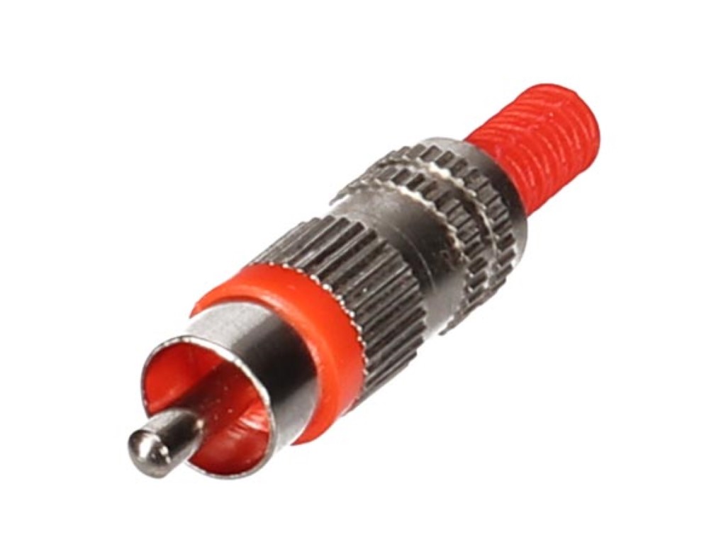 MANNELIJKE RCA PLUG - VERNIKKELD - ROOD