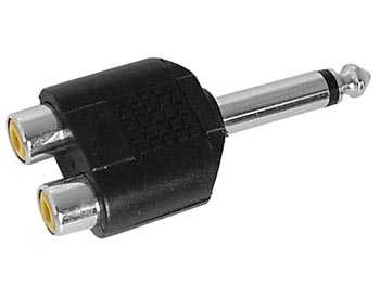 DUBBELE RCA VROUWELIJK NAAR MANNELIJKE 6.35mm MONO JACK afbeelding