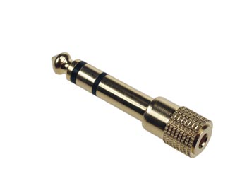 VROUWELIJKE 3.5mm STEREO JACK NAAR MANNELIJKE 6.35mm STEREO JACK - VERGULD afbeelding