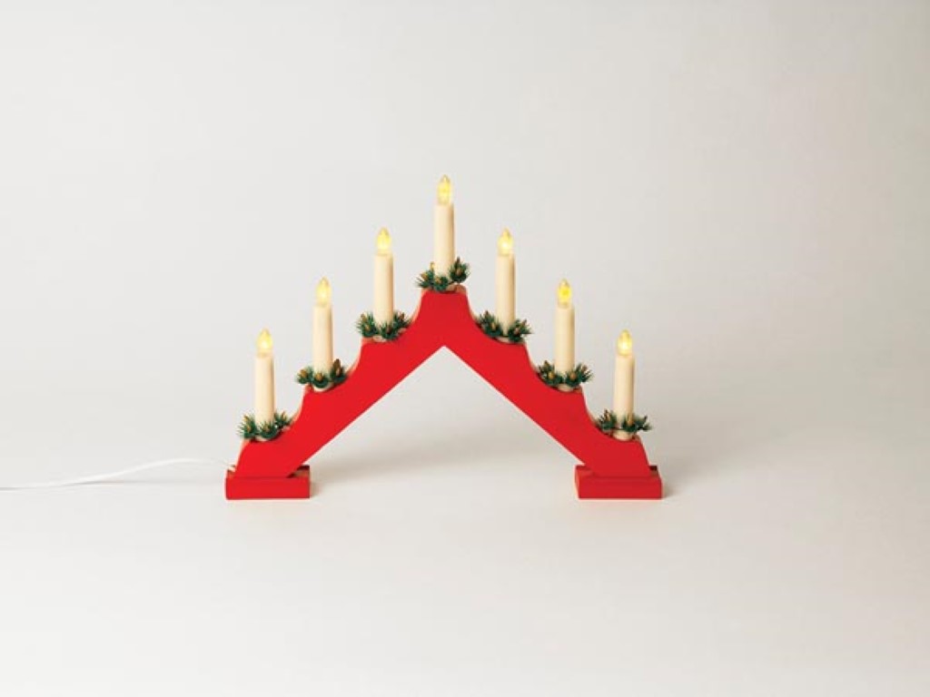 Candelabra LED - red wood - 7 warm white lamps - 230V afbeelding