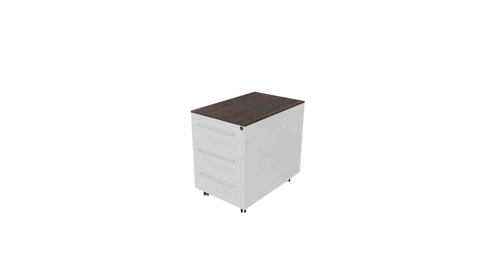 Verrijdbaar ladenblok 12311 - 44 x 60 x 58 cm. - Wit - Eiken donker afbeelding