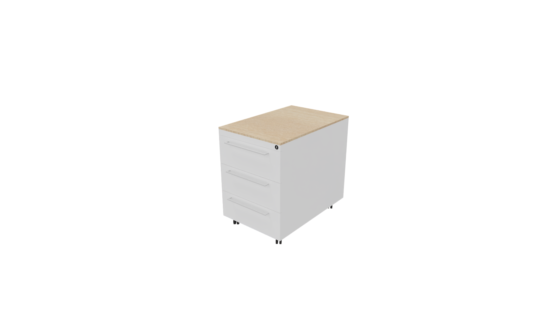 Verrijdbaar ladenblok 12311 - 44 x 60 x 58 cm. - Wit - Eiken licht afbeelding