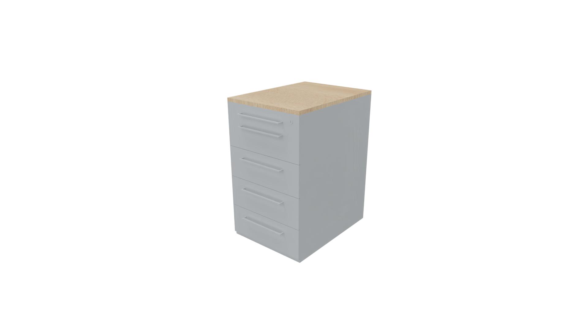 Vast ladenblok 12411 - 44 x 60 x 75 cm. - Alu - Eiken licht afbeelding