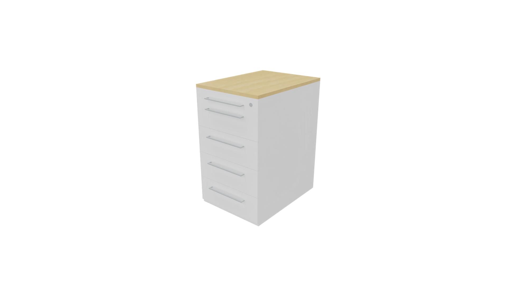 Vast ladenblok 12411 - 44 x 60 x 75 cm. - Wit - Beuken afbeelding