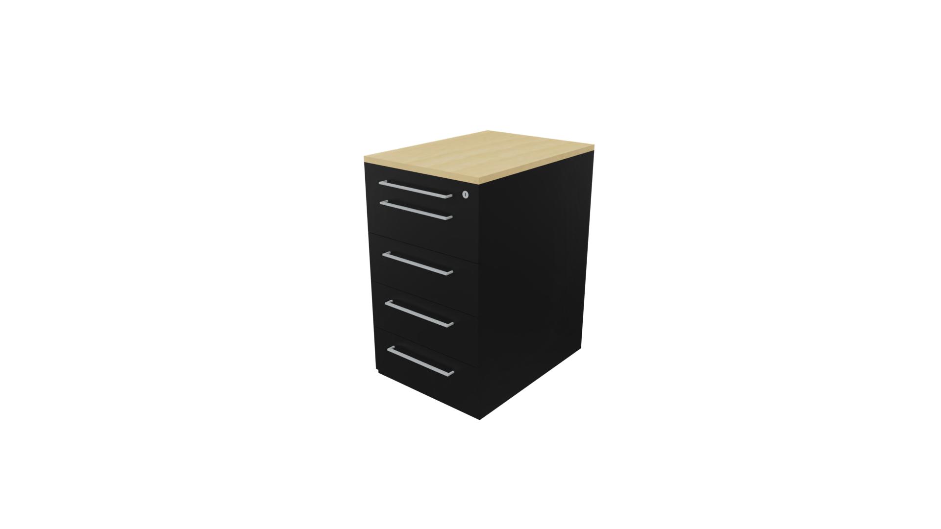 Vast ladenblok 12411 - 44 x 60 x 75 cm. - Zwart - Beuken afbeelding