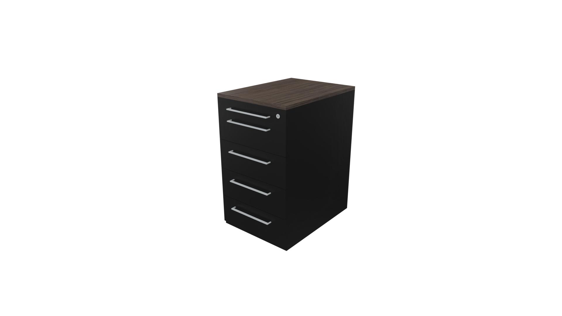 Vast ladenblok 12411 - 44 x 60 x 75 cm. - Zwart - Eiken donker