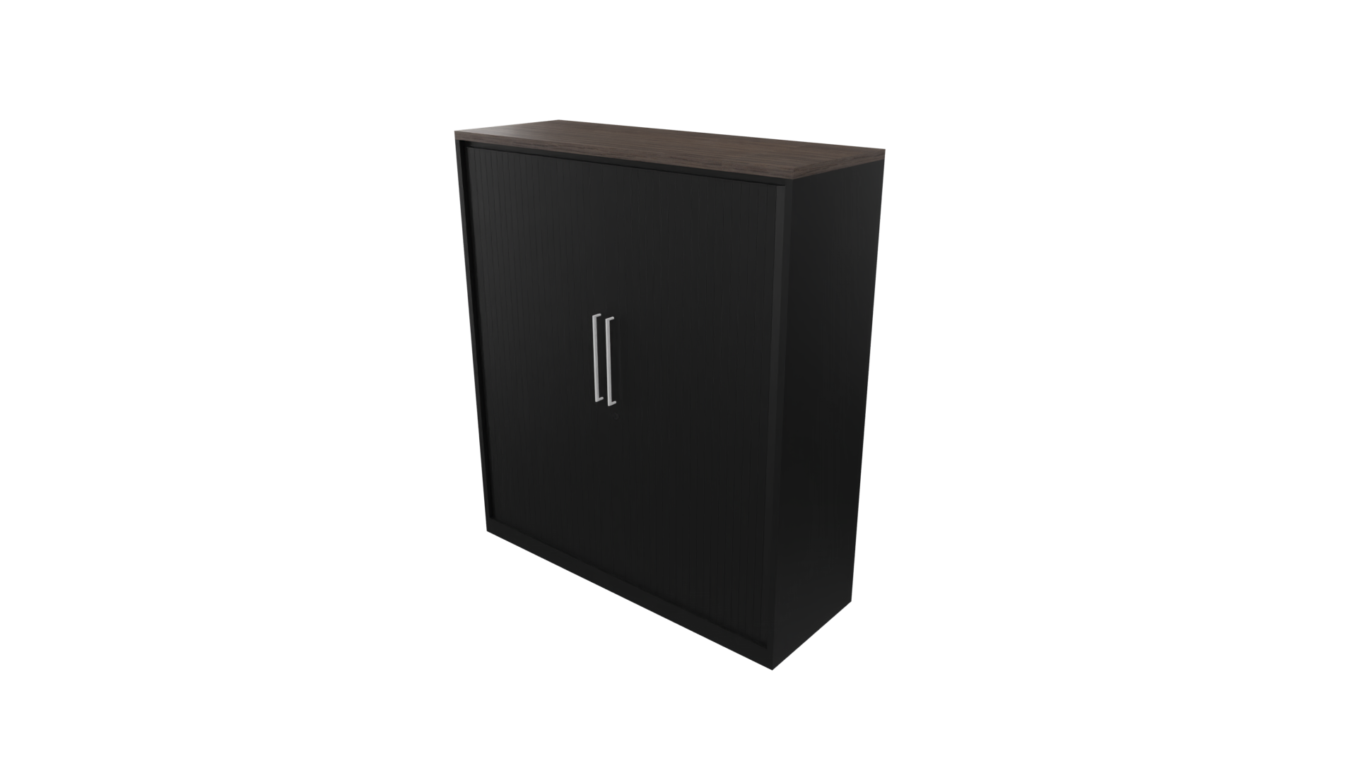 Roldeurkast 12511 - 136 x 120 x 43 cm. - Zwart - Eiken donker afbeelding