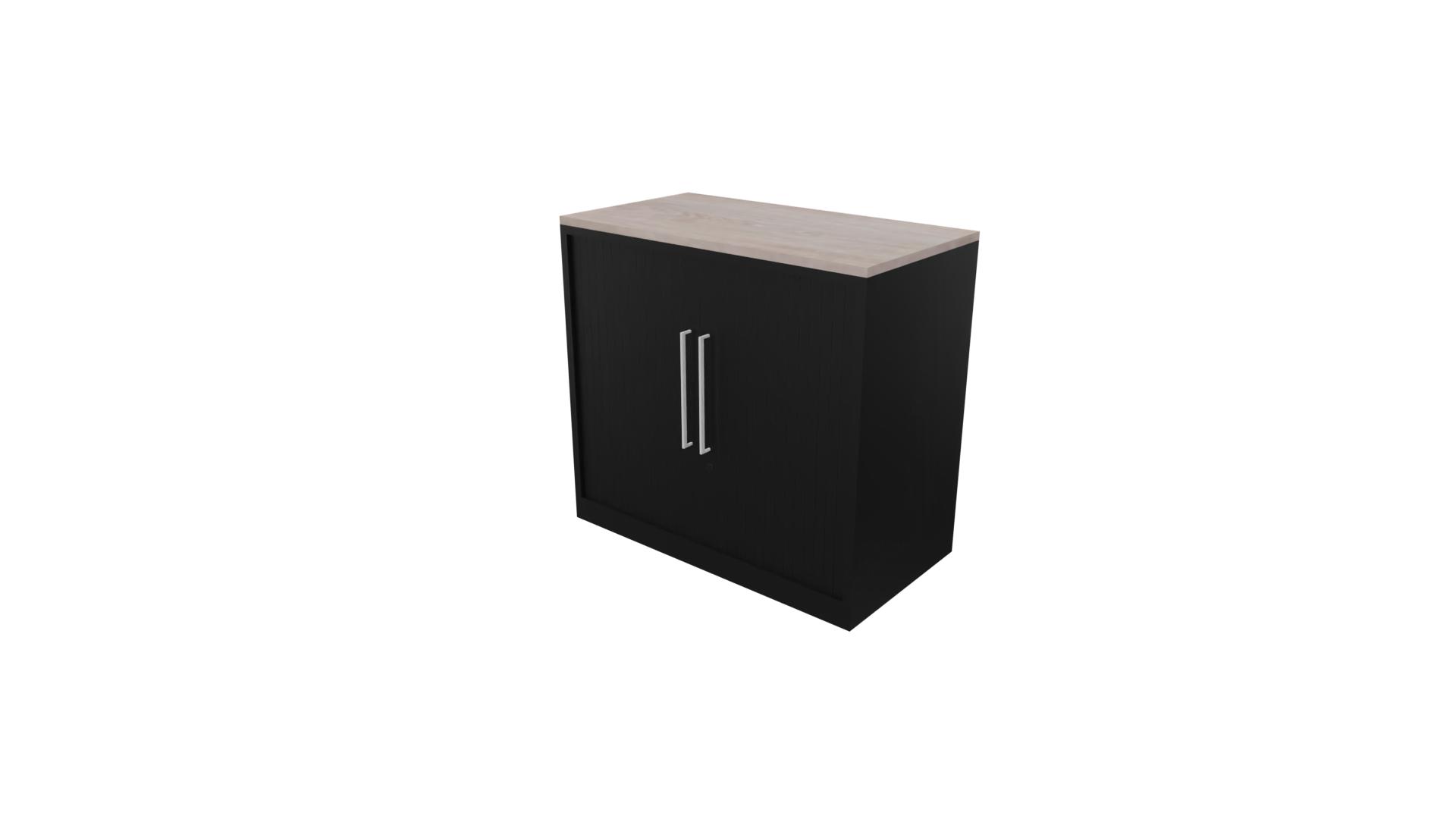 Roldeurkast 12511 - 72 x 80 x 43 cm. - Zwart - Eiken Robson afbeelding
