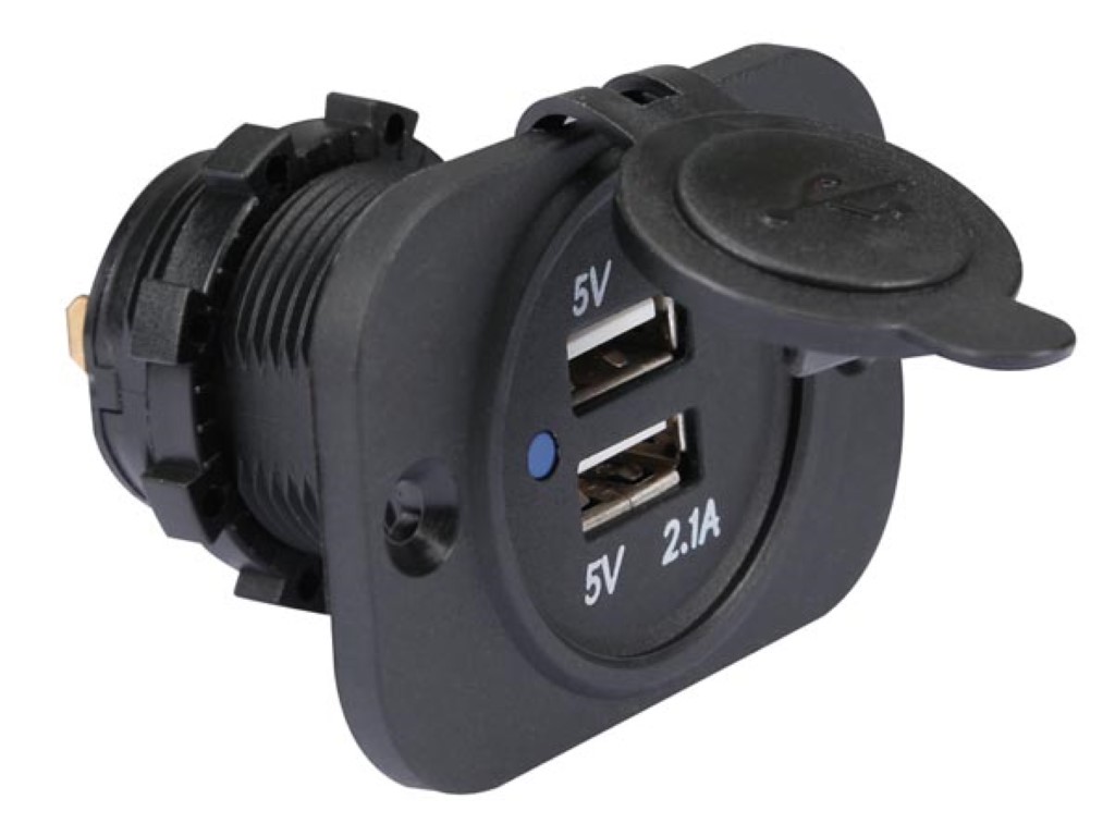 USB-LADER VOOR DE AUTO-INBOUW (12-24 VDC IN, 2 x 5 V UIT) afbeelding