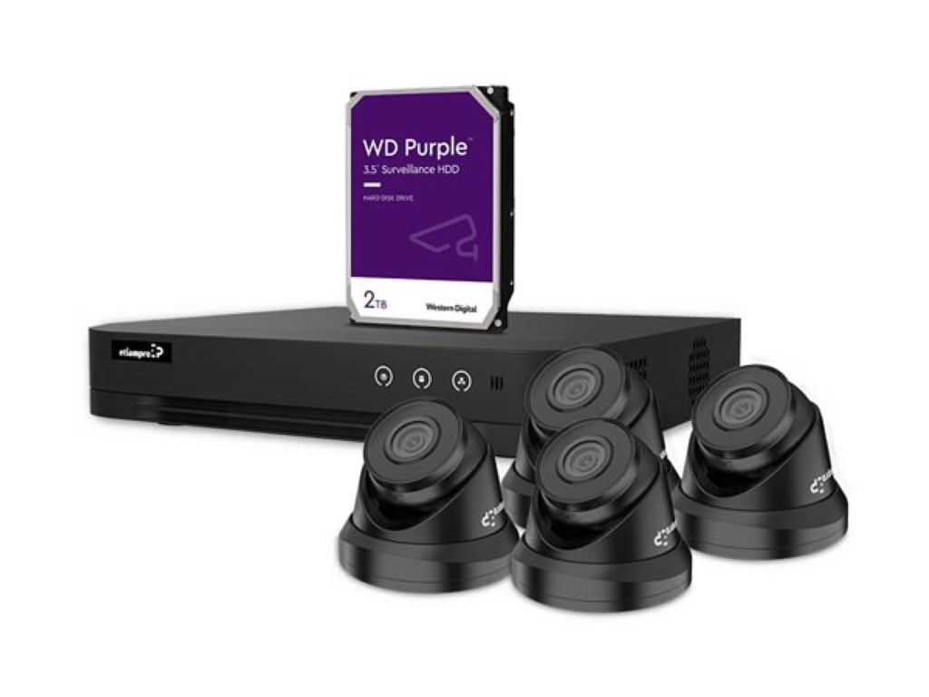 IP-VIDEOBEWAKINGSSET - 4-KANAALS NVR-RECORDER - 4 x IP DOME-CAMERA - 2 TB HD - KABELS afbeelding