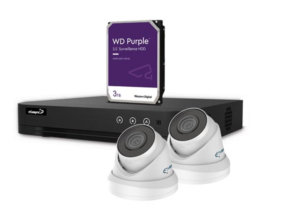 4 MP IP-VIDEOBEWAKINGSSET - 4-KANAALS NVR-RECORDER - 2 x WITTE IP DOME-CAMERA - 3 TB HD - KABELS afbeelding