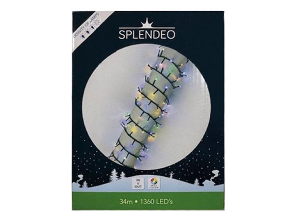 High density lightchain - 1360 leds - veelkleurig - groene kabel - 34 m - 3 m aansluitsnoer - transformator afbeelding
