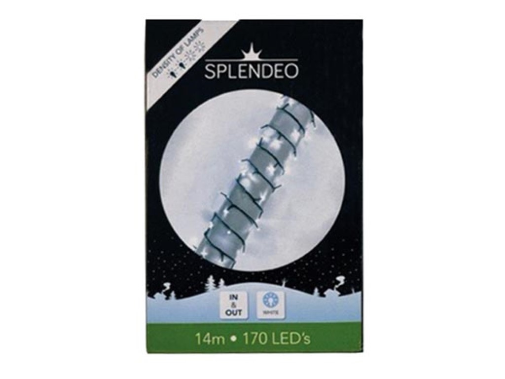 Medium density lightchain - 170 leds - wit - groene kabel - 14 m - 3 m aansluitsnoer - transformator afbeelding
