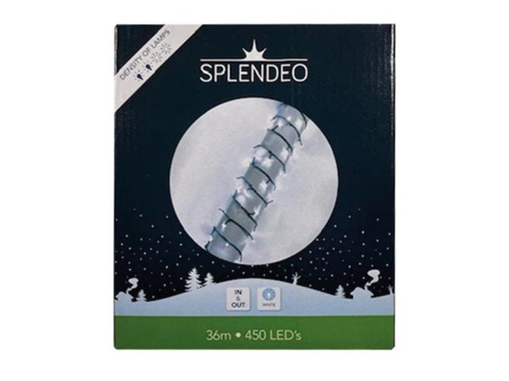 Medium density lightchain - 450 leds - wit - groene kabel - 36 m - 3 m aansluitsnoer - transformator afbeelding