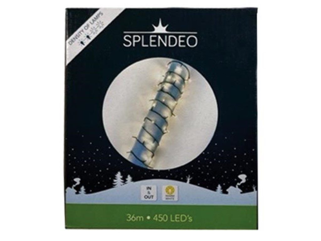 Medium density lightchain - 450 leds - warmwit - groene kabel - 36 m - 3 m aansluitsnoer - transformator afbeelding