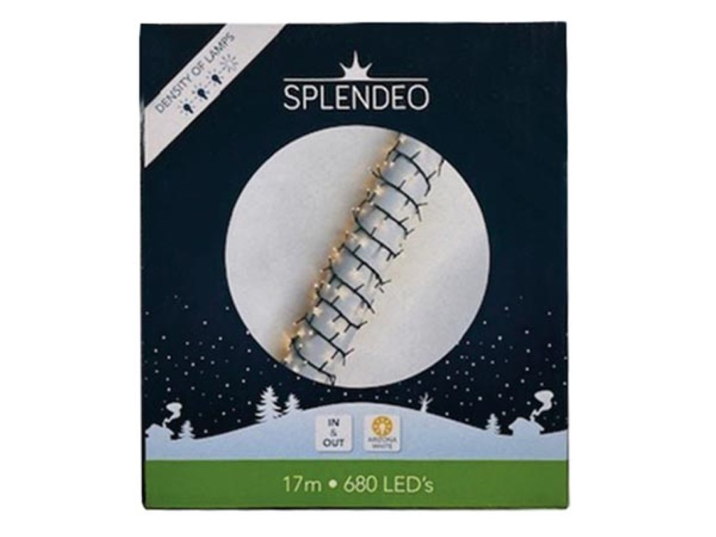 High density lightchain - 680 leds - arizona wit - groene kabel - 17 m - 3 m aansluitsnoer - transformator afbeelding