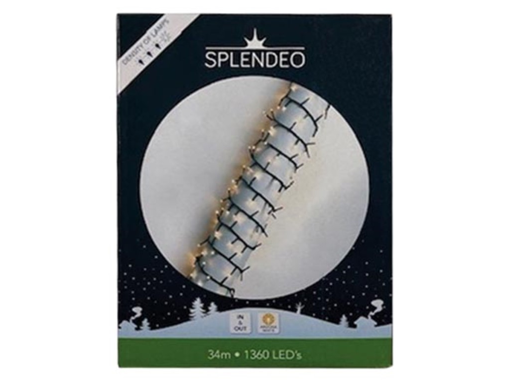 High density lightchain - 1360 leds - arizona wit - groene kabel - 34 m - 3 m aansluitsnoer - transformator afbeelding