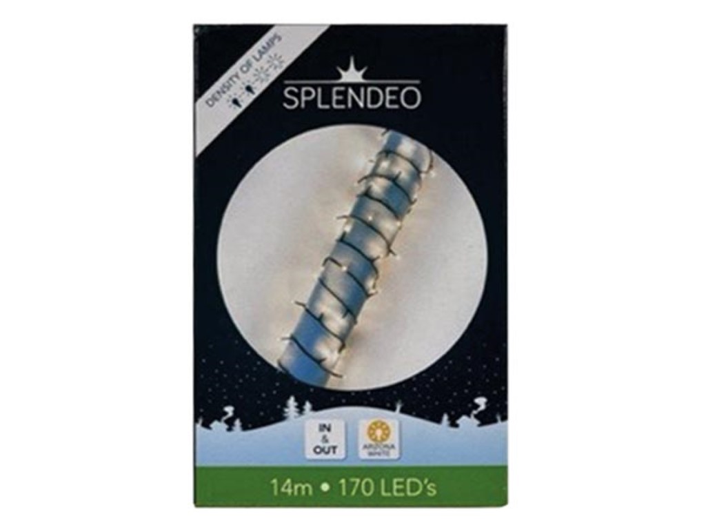 Medium density lightchain - 170 leds - warmwit - groene kabel - 14 m - 3 m aansluitsnoer - transformator afbeelding