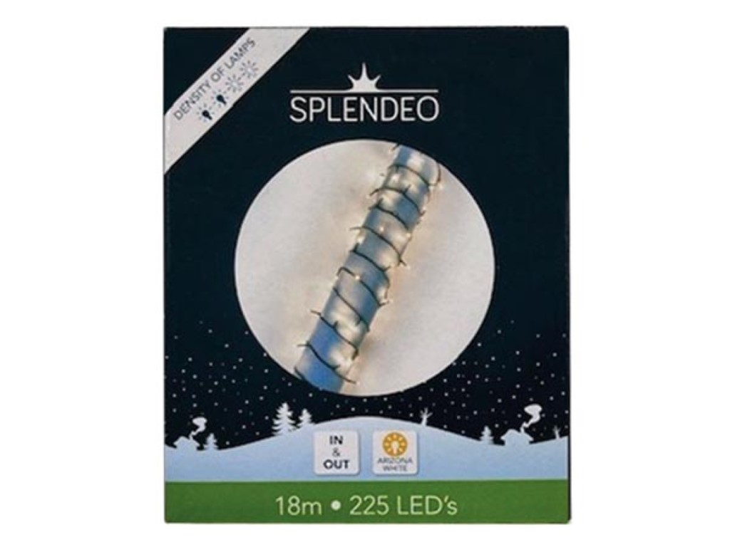 Medium density lightchain - 225 leds - warmwit - groene kabel - 18 m - 3 m aansluitsnoer - transformator afbeelding