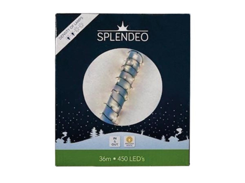 Medium density lightchain - 450 leds - warmwit - groene kabel - 36 m - 3 m aansluitsnoer - transformator afbeelding