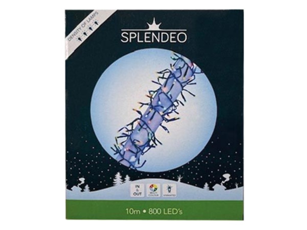 Extreme density lightchain - 800 leds - veelkleurig - zwarte kabel - 10 m - 3 m aansluitsnoer - modulator - transformator afbeelding