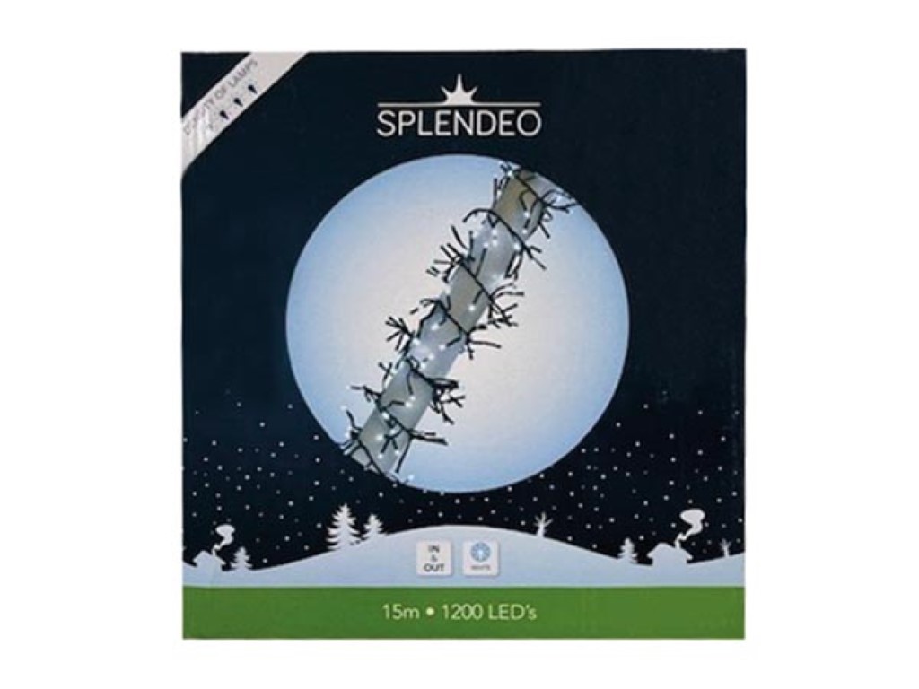 Extreme density lightchain - 1200 leds - wit - zwarte kabel - 15 m - 3 m aansluitsnoer - transformator afbeelding