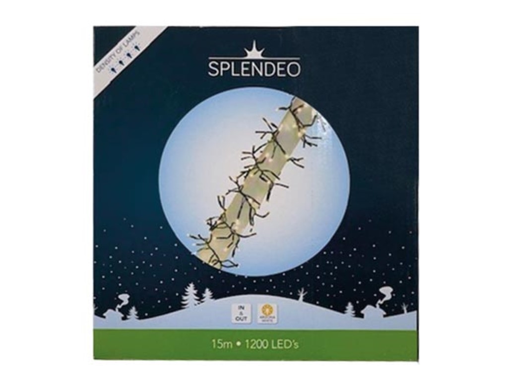 Extreme density lightchain - 1200 leds - arizona wit - zwarte kabel - 15 m - 3 m aansluitsnoer - transformator