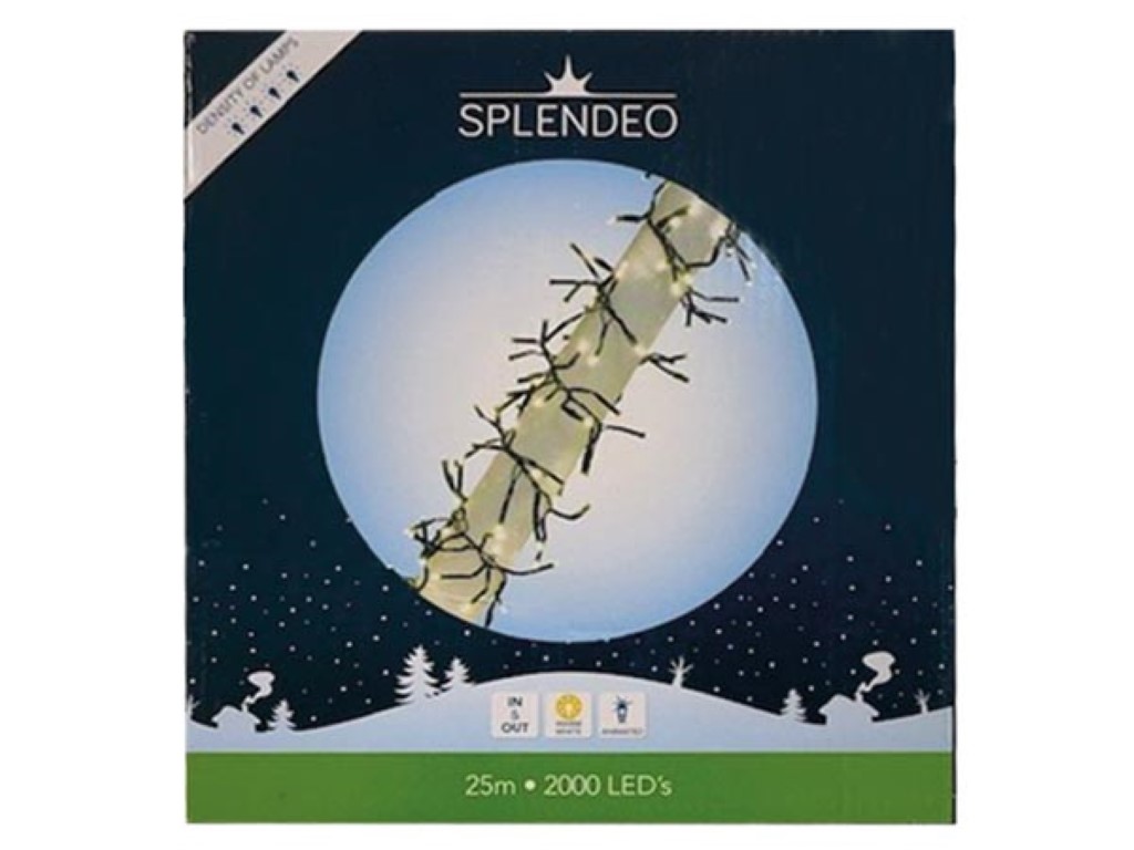Extreme density lightchain - 2000 leds - warmwit - zwarte kabel - 25 m - 3 m aansluitsnoer - transformator afbeelding