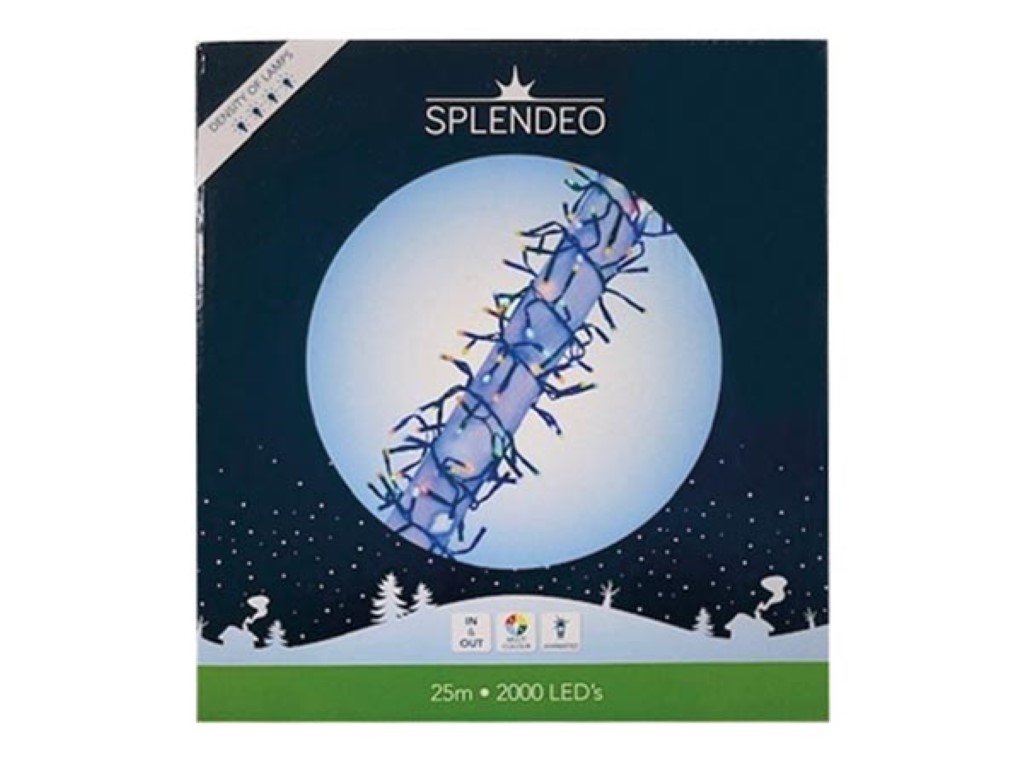 Extreme density lightchain - 2000 leds - veelkleurig - zwarte kabel - 25 m - 3 m aansluitsnoer - modulator - transformator afbeelding