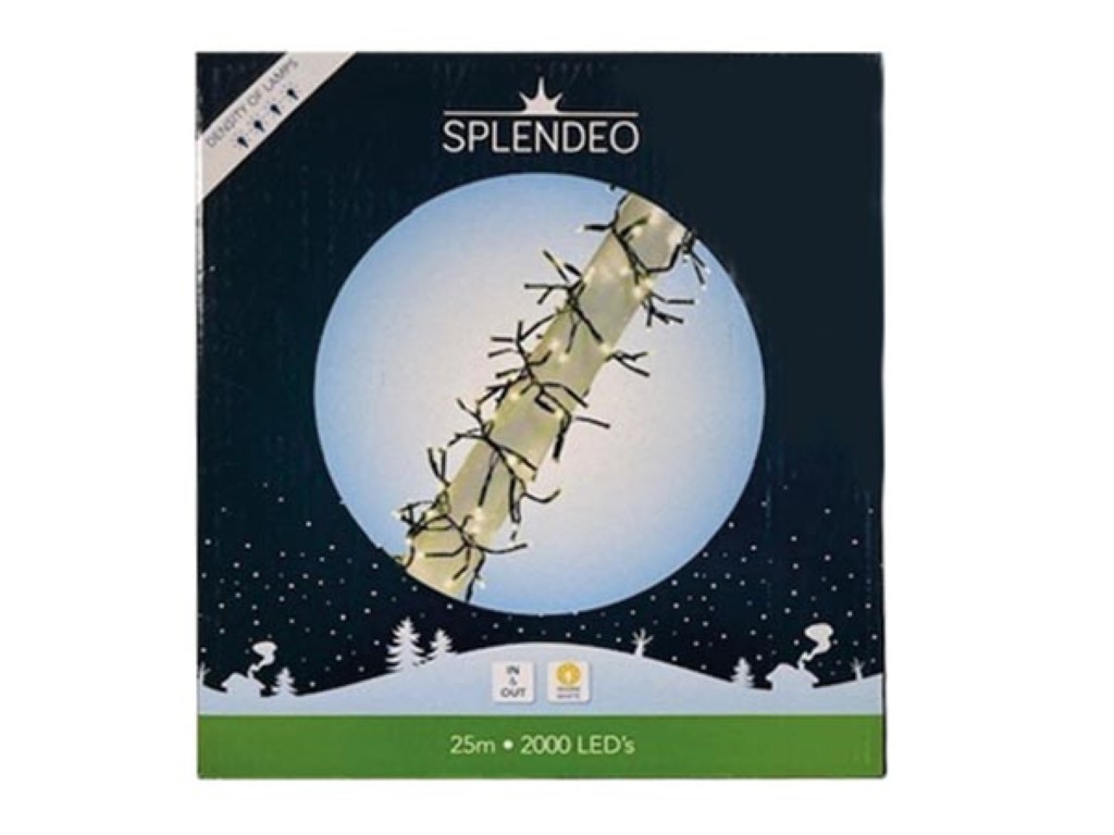 Extreme density lightchain - 2000 leds - warmwit - zwarte kabel - 25 m - 3 m aansluitsnoer - transformator afbeelding