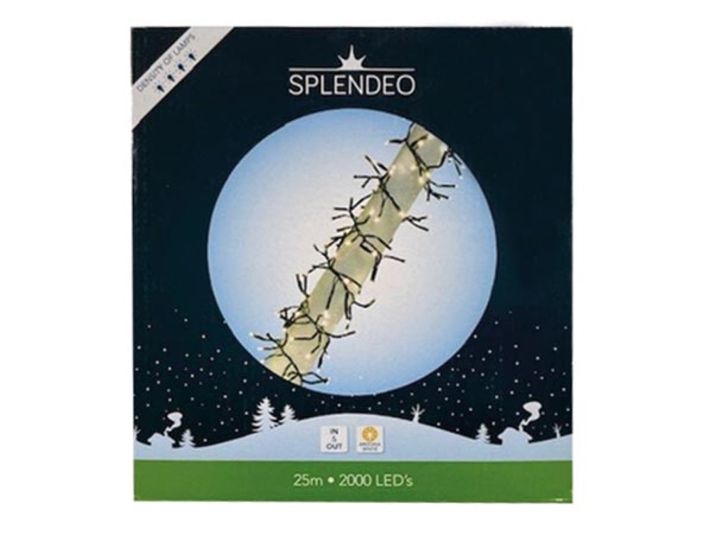 Extreme density lightchain - 2000 leds - arizona wit - zwarte kabel - 25 m - 3 m aansluitsnoer - transformator afbeelding