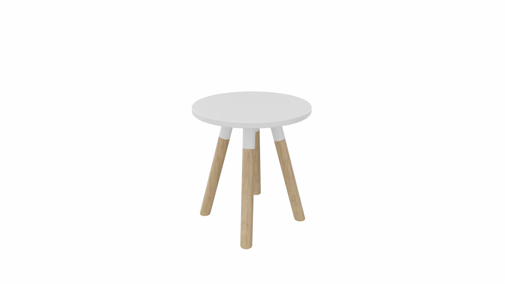 Bijzettafel rond 8311 - 40 cm. - Wit - Wit - Beuken naturel afbeelding
