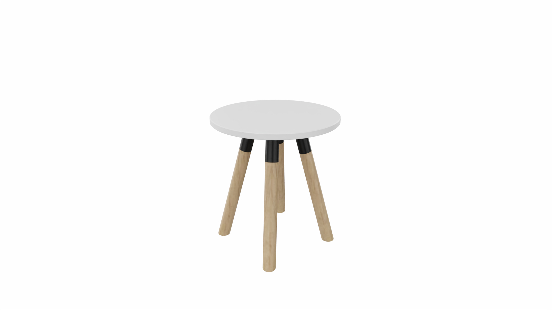 Bijzettafel rond 8311 - 40 cm. - Zwart - Wit - Beuken naturel afbeelding