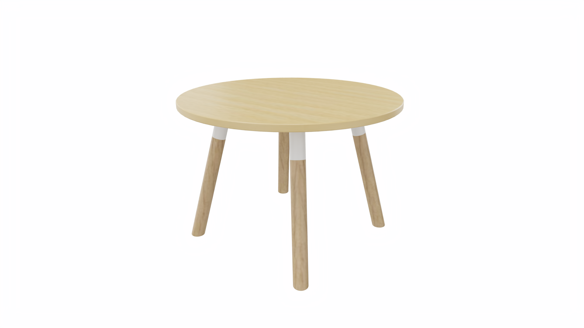 Bijzettafel rond 8411 - 60 cm. - Wit - Beuken - Beuken naturel afbeelding
