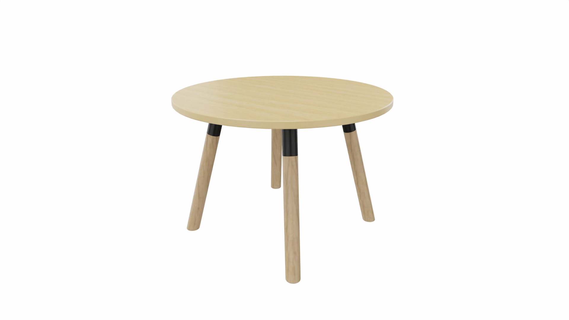 Bijzettafel rond 8411 - 60 cm. - Zwart - Beuken - Beuken naturel afbeelding