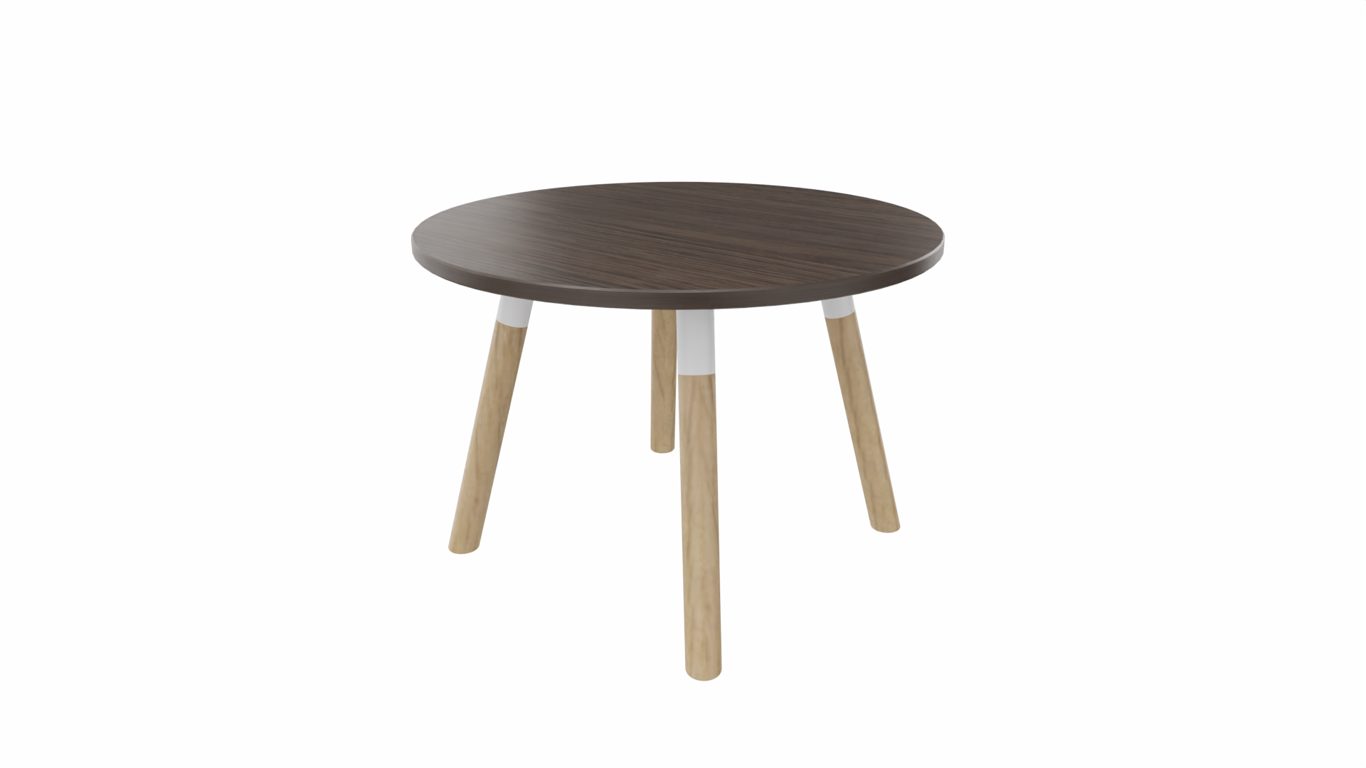 Bijzettafel rond 8411 - 60 cm. - Wit - Eiken donker - Beuken naturel afbeelding