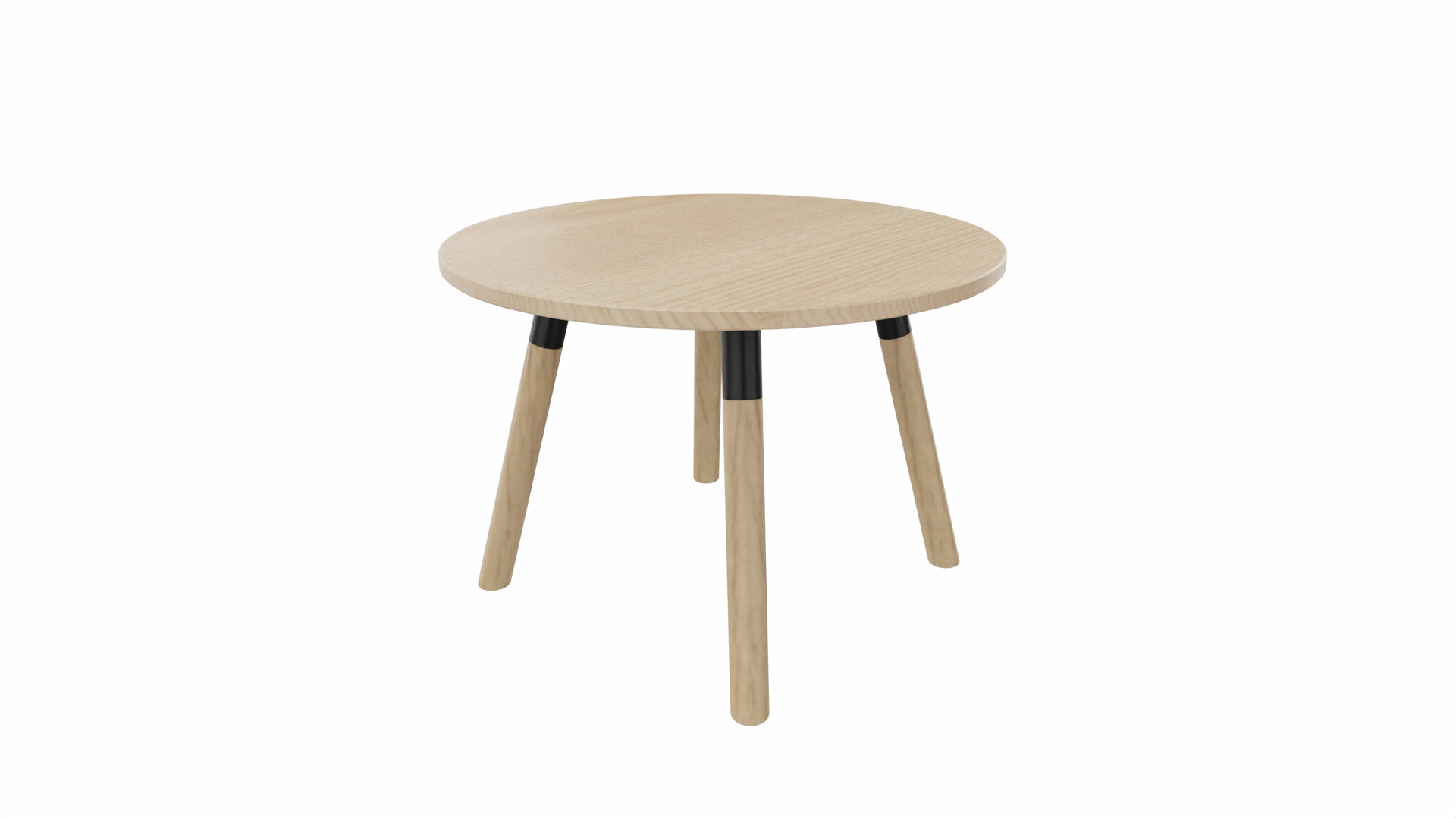 Bijzettafel rond 8411 - 60 cm. - Zwart - Eiken licht - Beuken naturel afbeelding