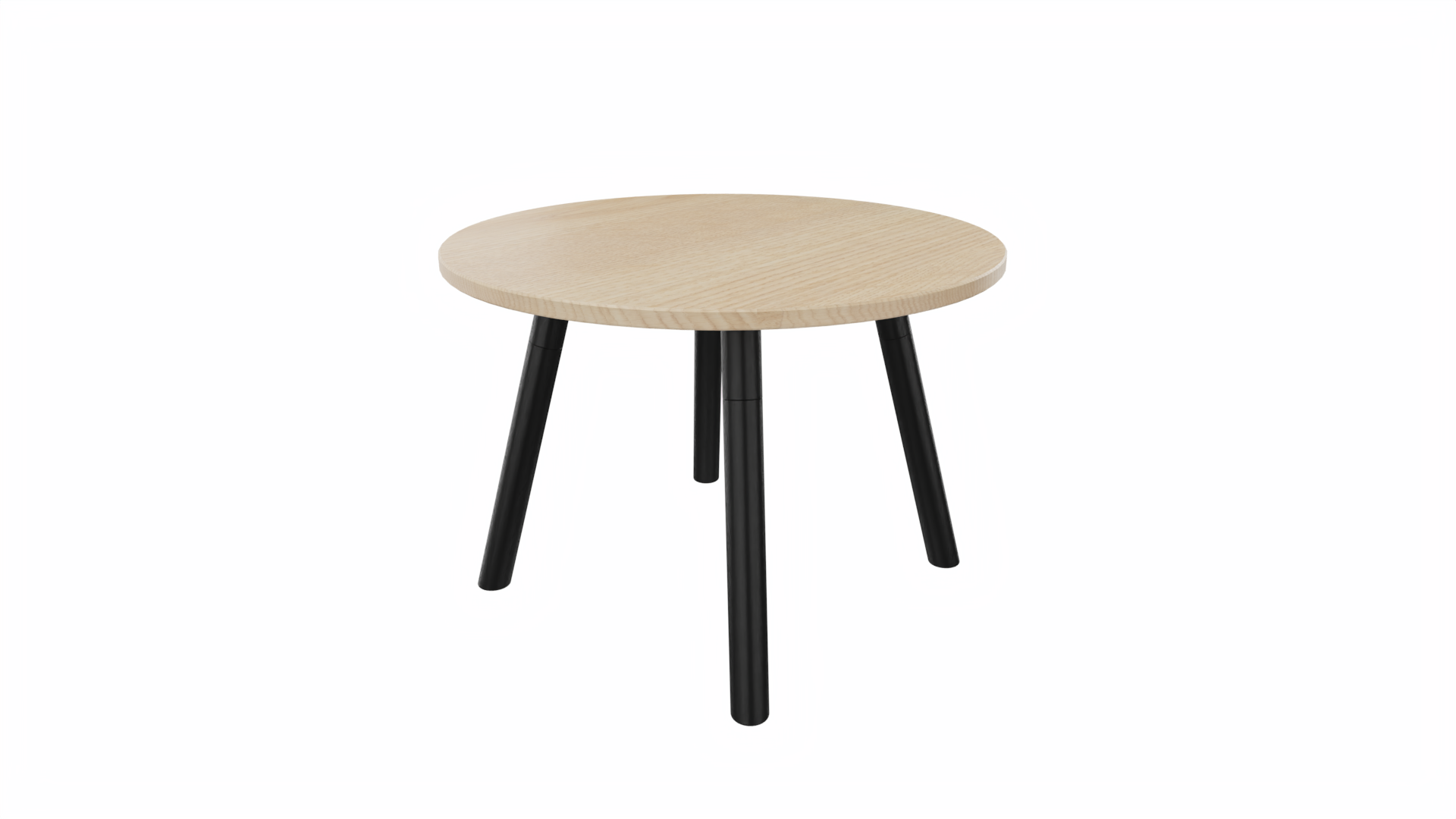 Bijzettafel rond 8411 - 60 cm. - Zwart - Eiken licht - Zwart afbeelding