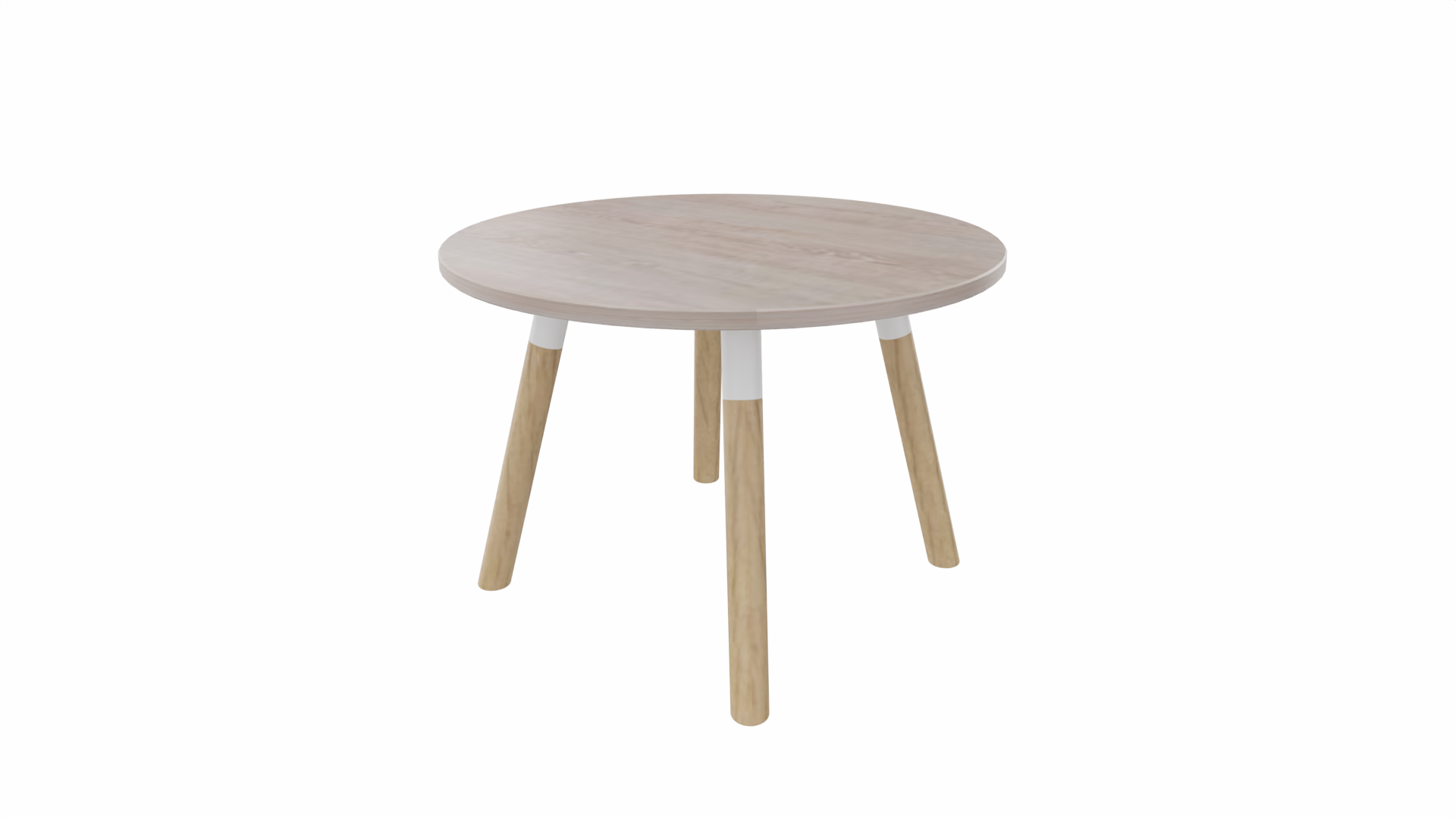 Bijzettafel rond 8411 - 60 cm. - Wit - Eiken Robson - Beuken naturel afbeelding