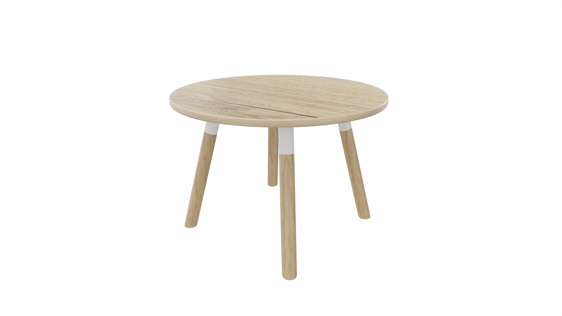 Bijzettafel rond 8411 - 60 cm. - Wit - Eiken YT49a - Beuken naturel afbeelding