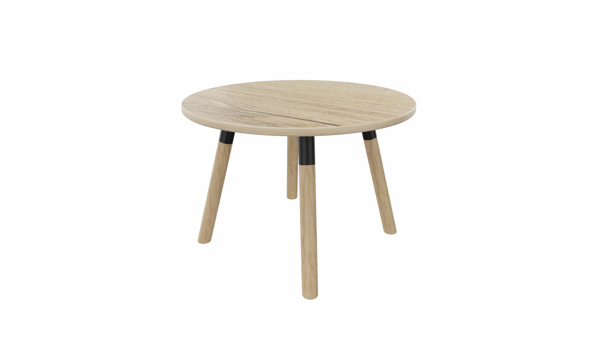 Bijzettafel rond 8411 - 60 cm. - Zwart - Eiken YT49a - Beuken naturel afbeelding