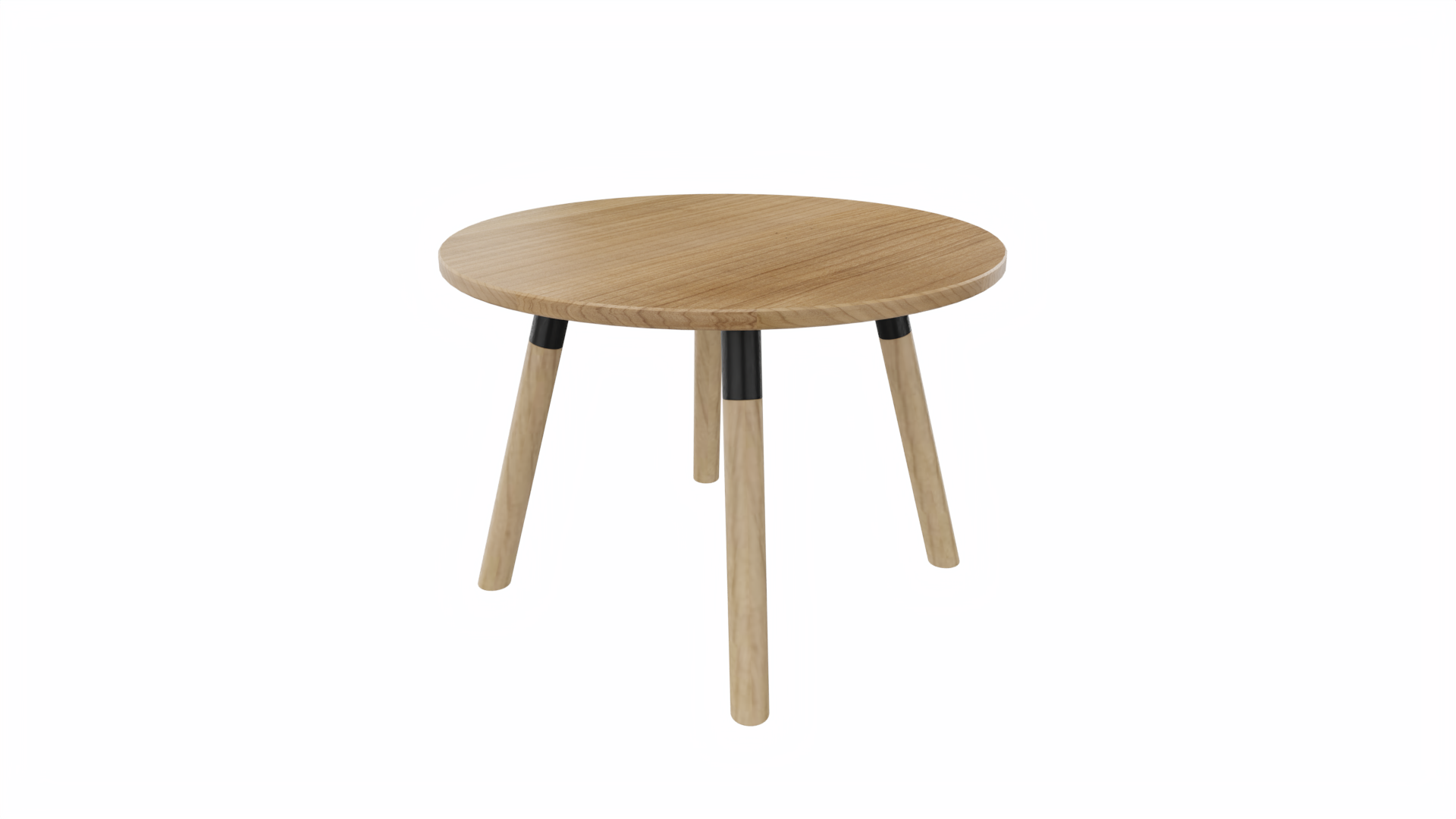 Bijzettafel rond 8411 - 60 cm. - Zwart - Toscaans noten - Beuken naturel afbeelding